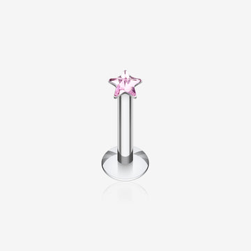 Star Gem Top Internally Threaded Labret-Pink